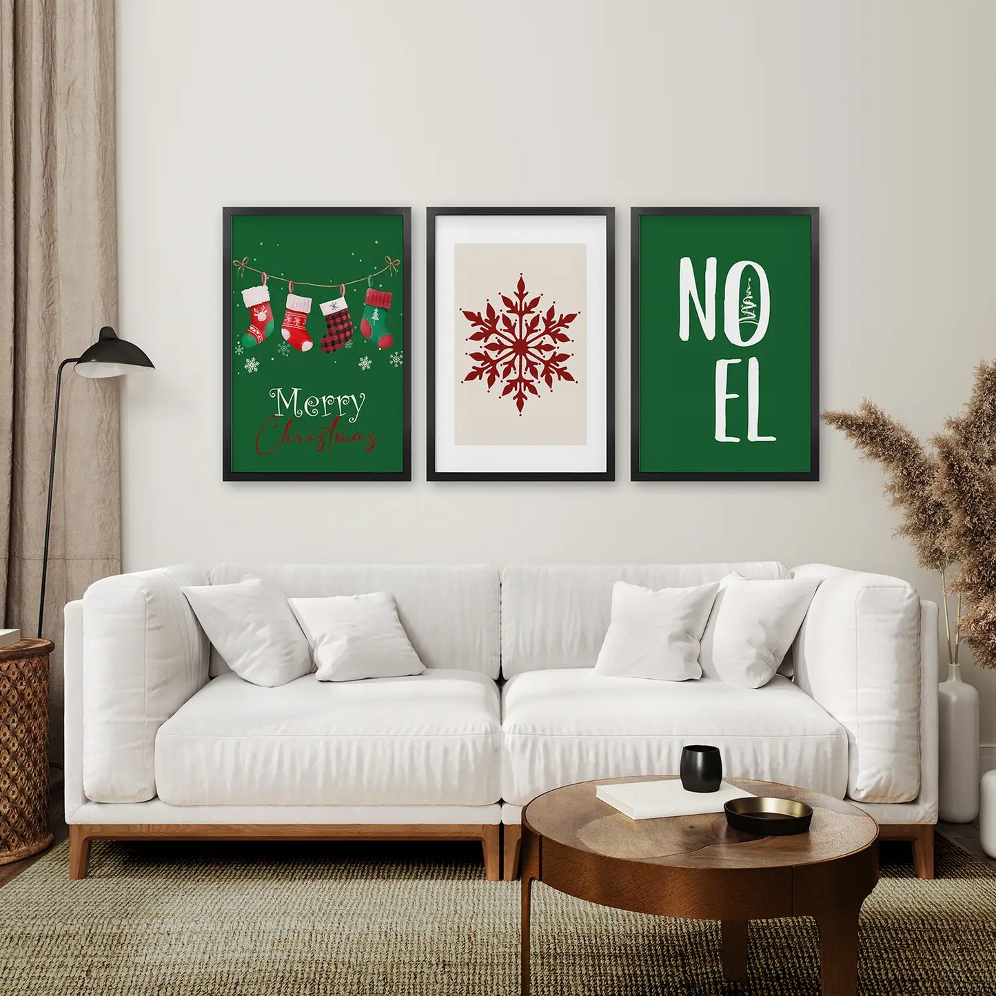Green Christmas Nursery Wall Art Set of 3 Prints