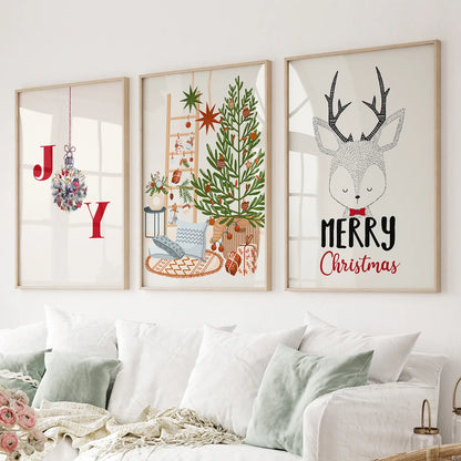 Christmas Winter Nursery Wall Art Set of 3 Prints