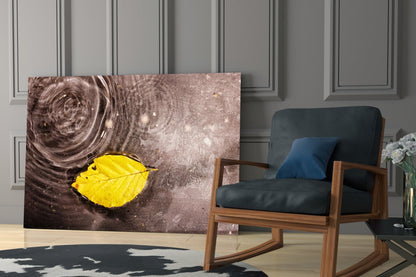 Yellow Leaf Glass Wall Art