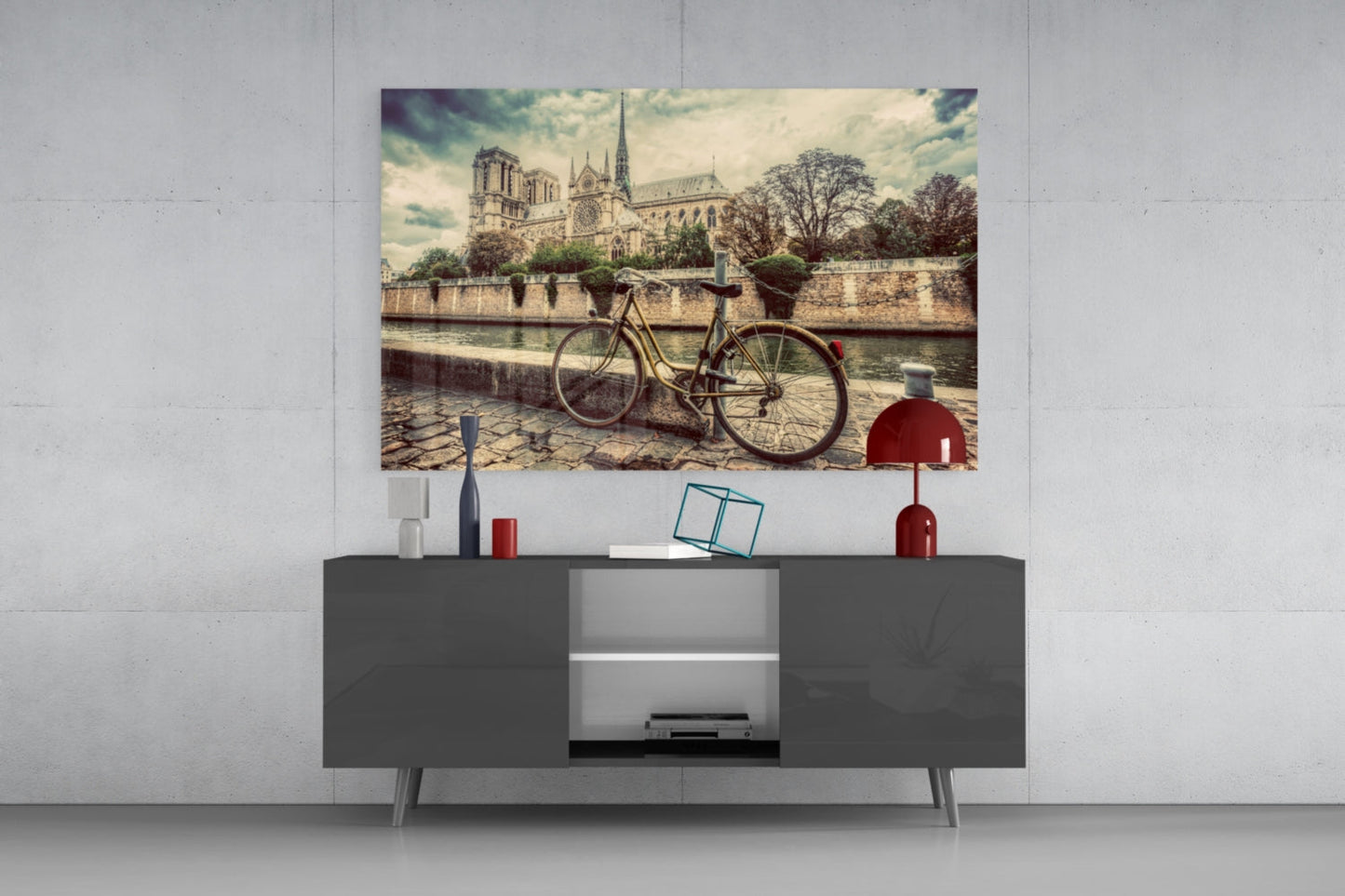 Paris Bicycle Glass Wall Art