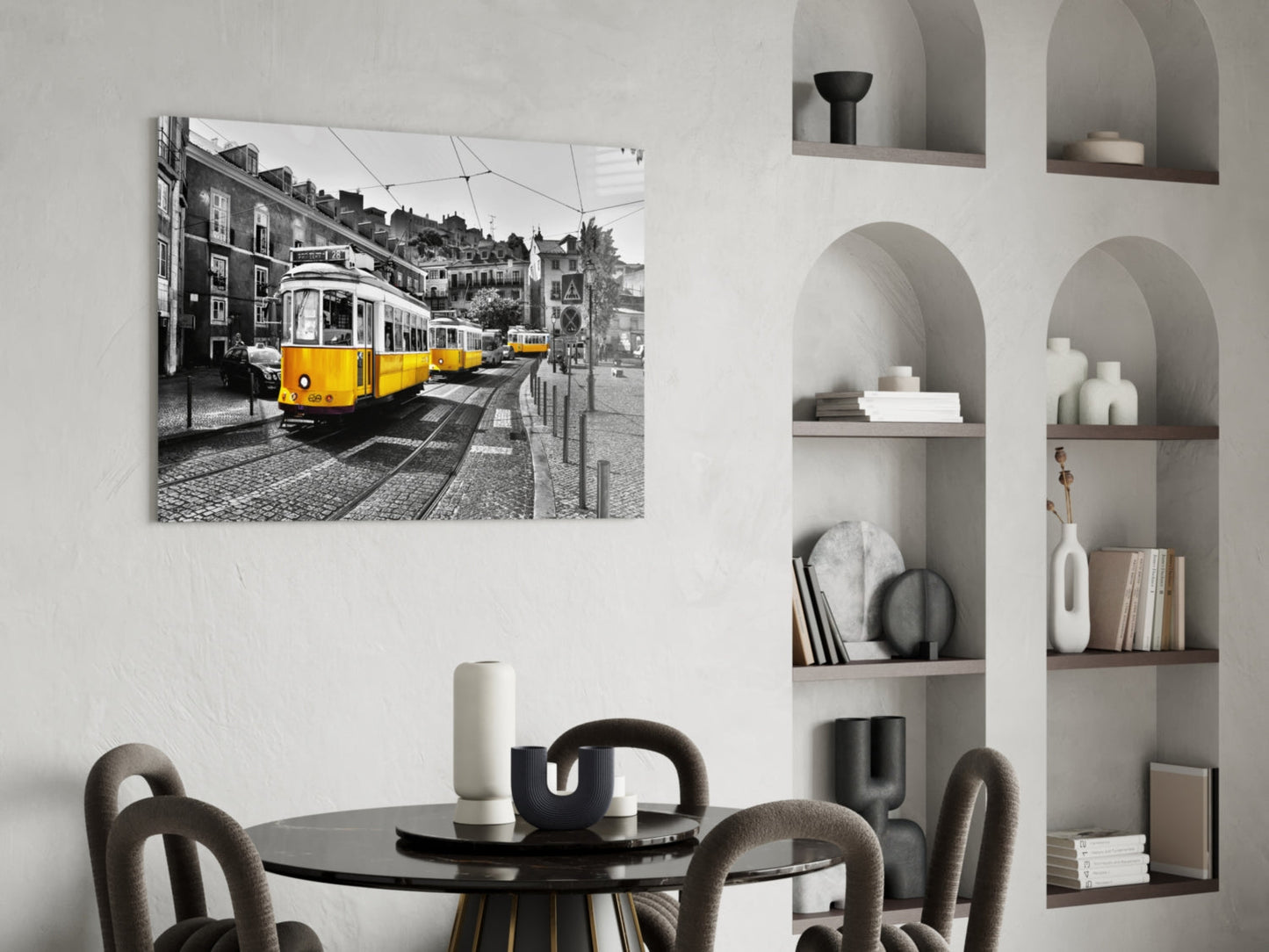 Yellow Tram Lisbon Glass Wall Art
