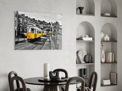 Yellow Tram Lisbon Glass Wall Art