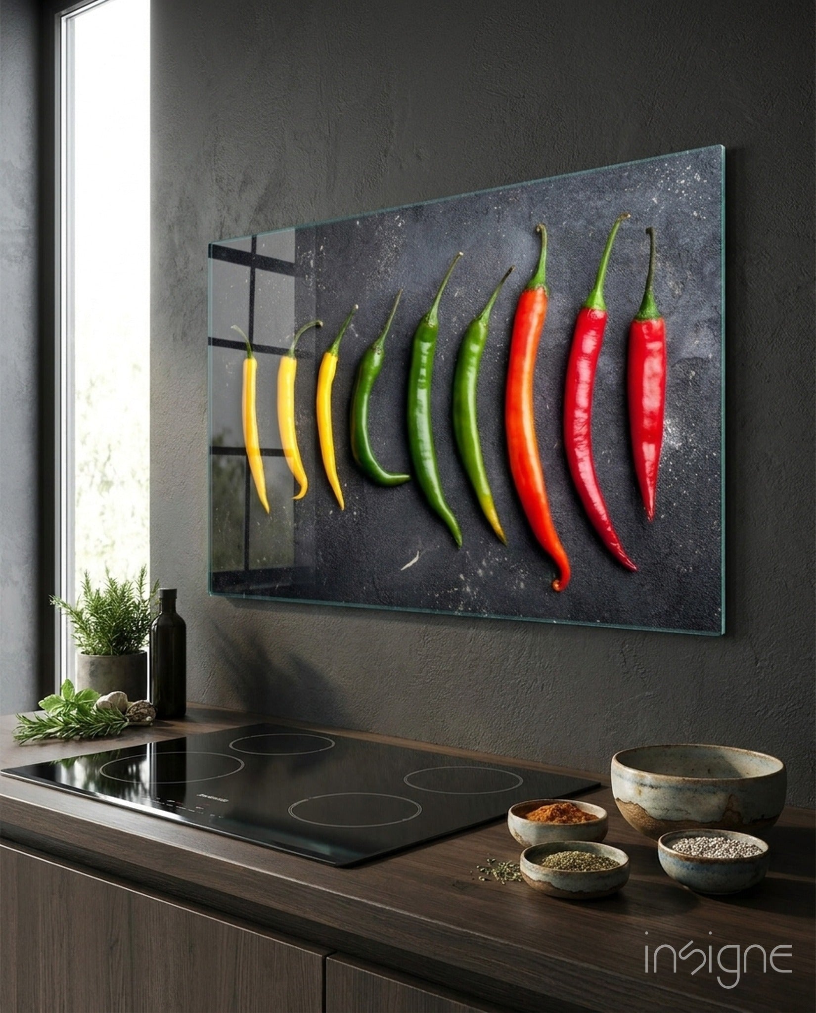 Pepper still life glass wall art