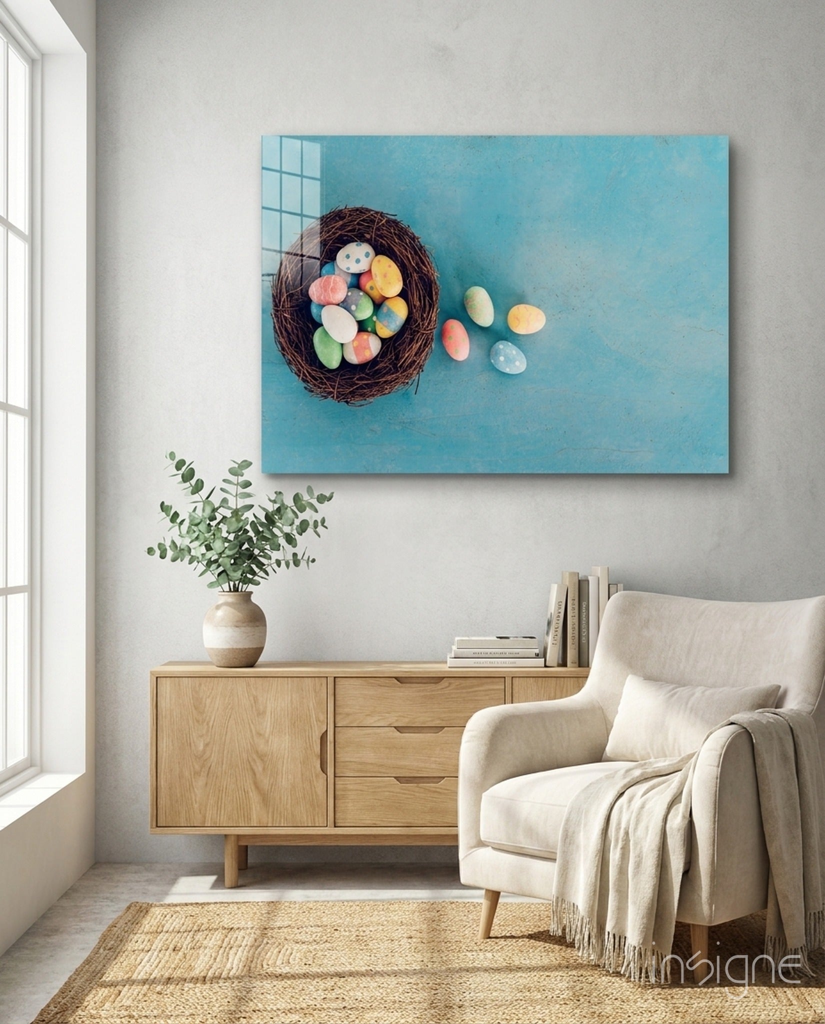 Easter egg glass wall art print