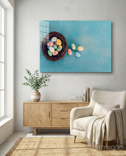 Easter egg glass wall art print