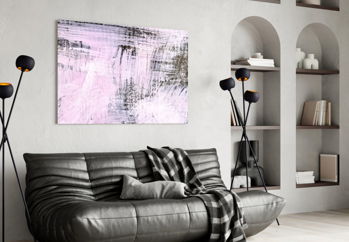 Blush Brushstroke Abstract Glass Wall Art