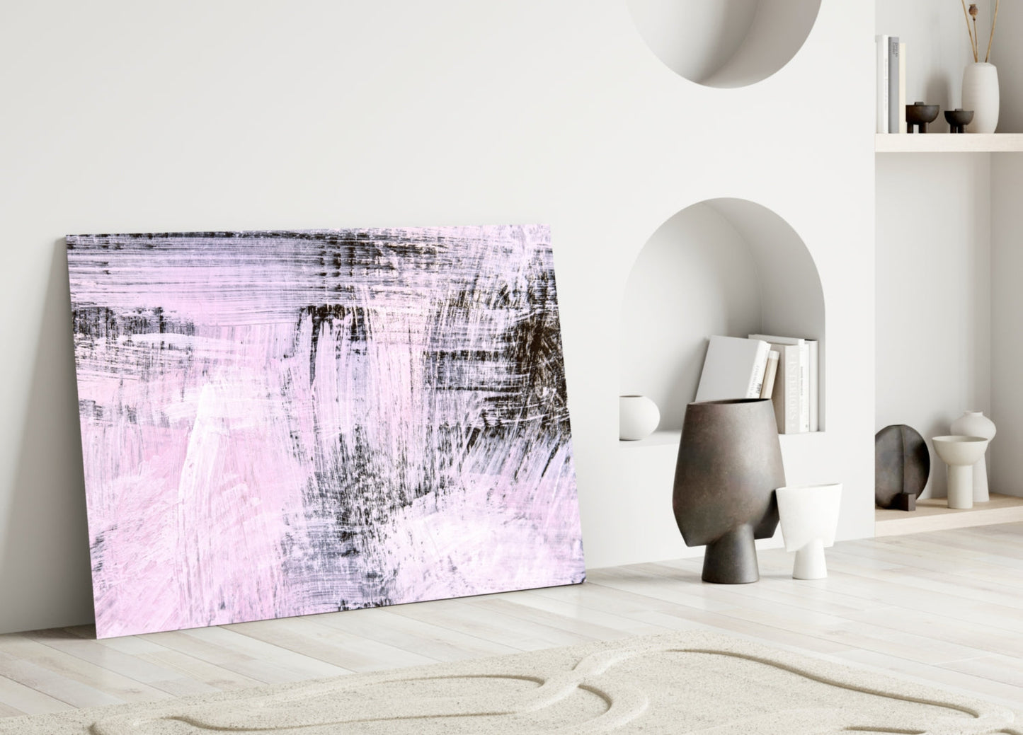 Blush Brushstroke Abstract Glass Wall Art