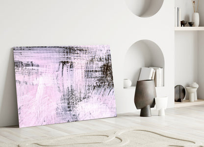 Blush Brushstroke Abstract Glass Wall Art