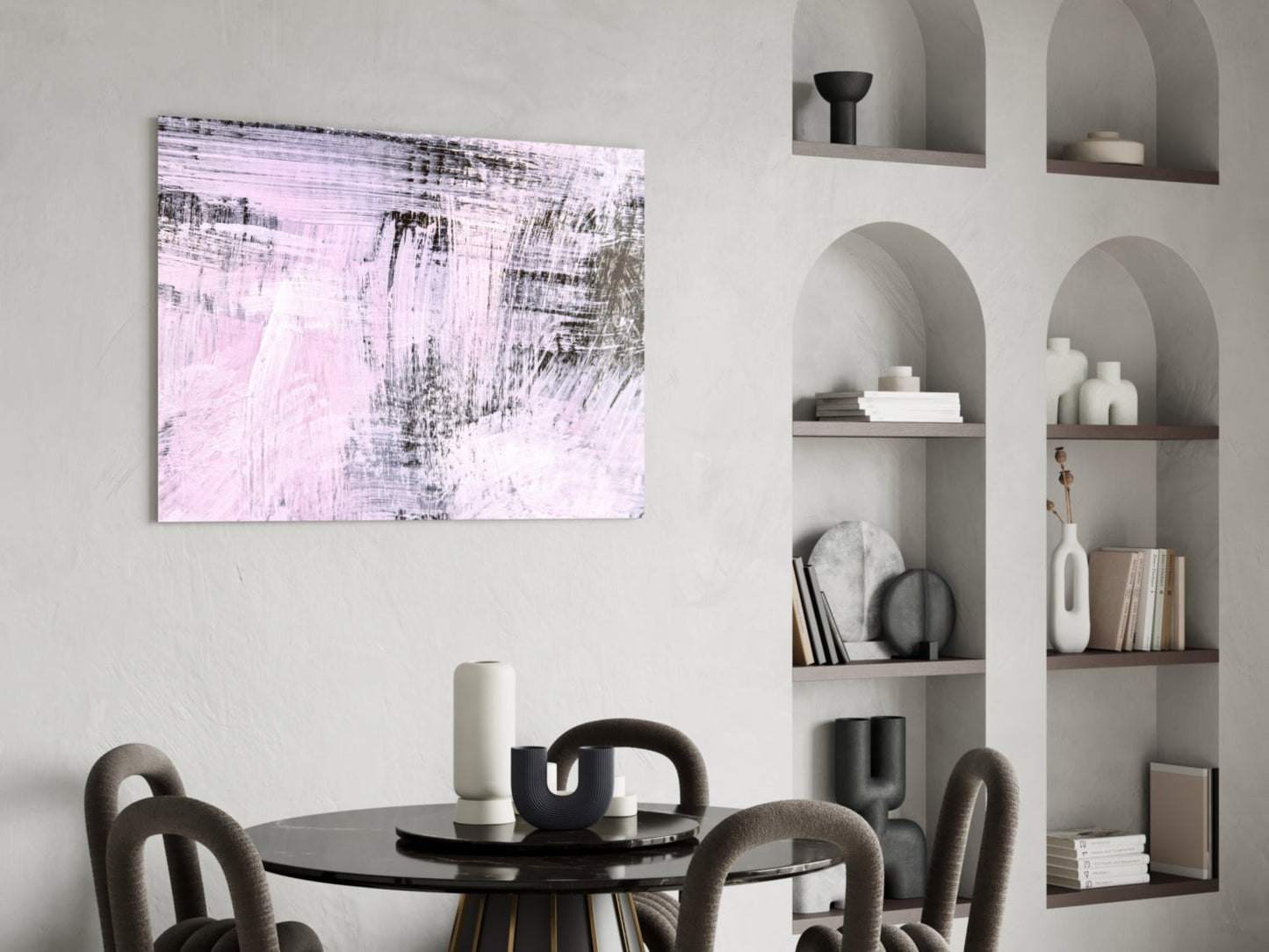 Blush Brushstroke Abstract Glass Wall Art