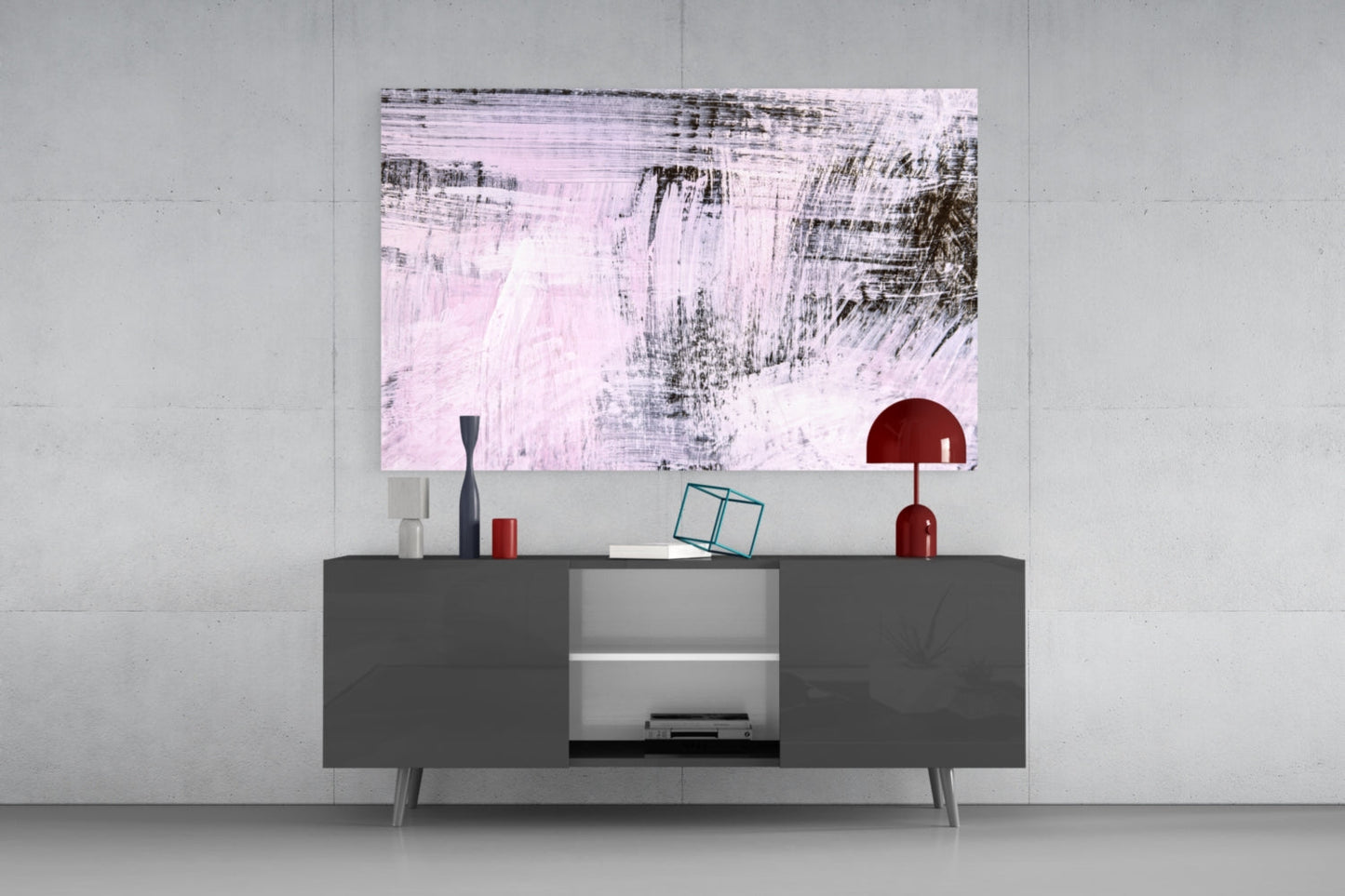 Blush Brushstroke Abstract Glass Wall Art