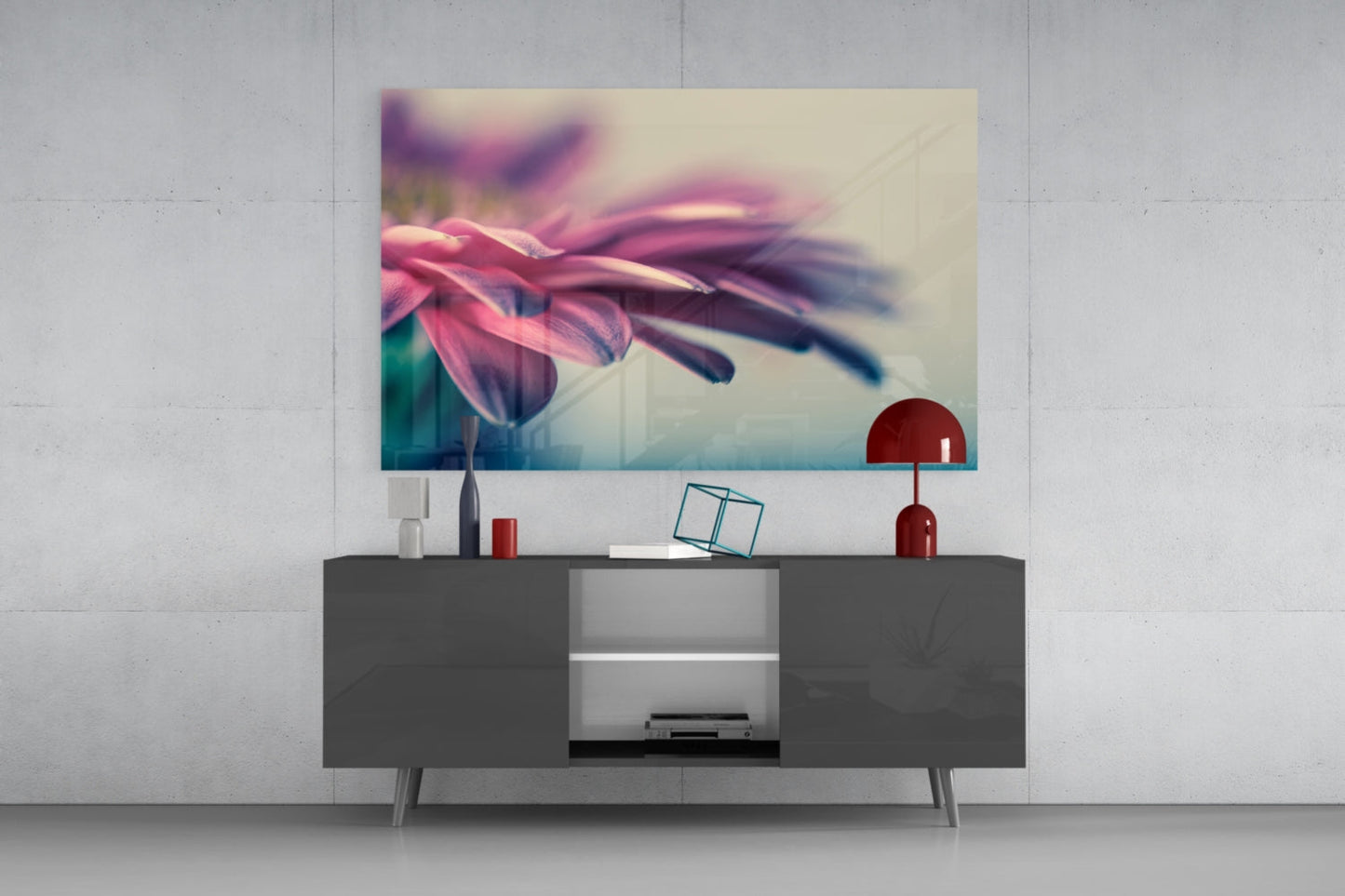 Pink Gerbera Petals Glass Wall Art