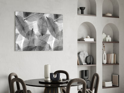 Black & White Leaves Glass Wall Art