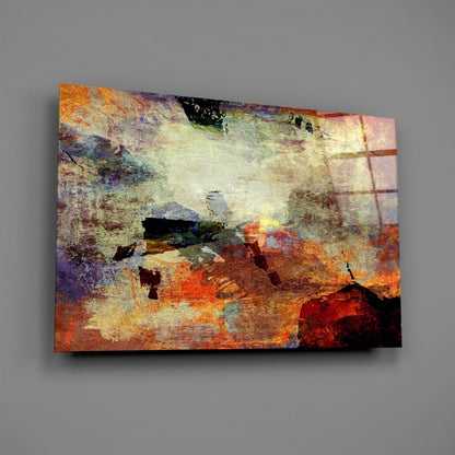 Amber and Cobalt Abstract Glass Wall Art