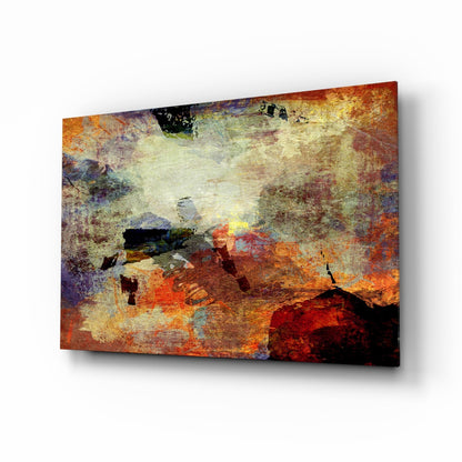 Amber and Cobalt Abstract Glass Wall Art