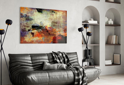 Amber and Cobalt Abstract Glass Wall Art