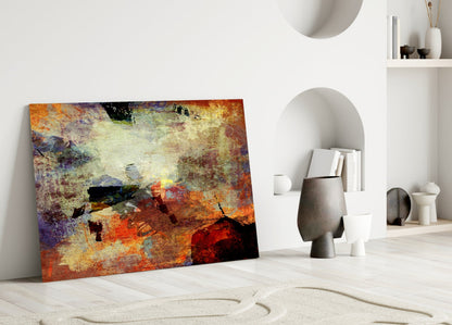 Amber and Cobalt Abstract Glass Wall Art