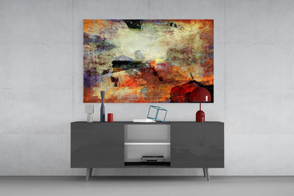 Amber and Cobalt Abstract Glass Wall Art
