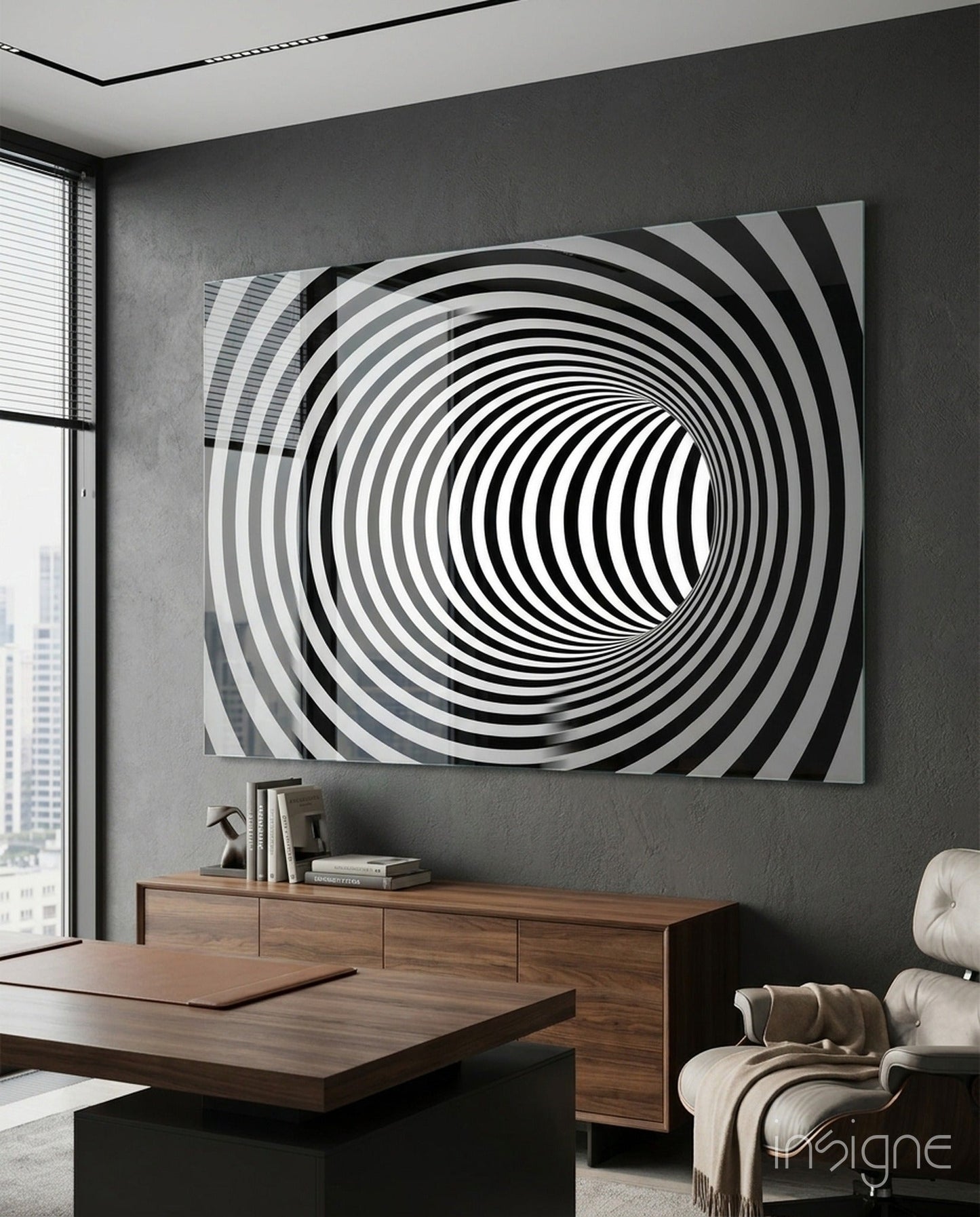 Black White Wormhole Glass Art