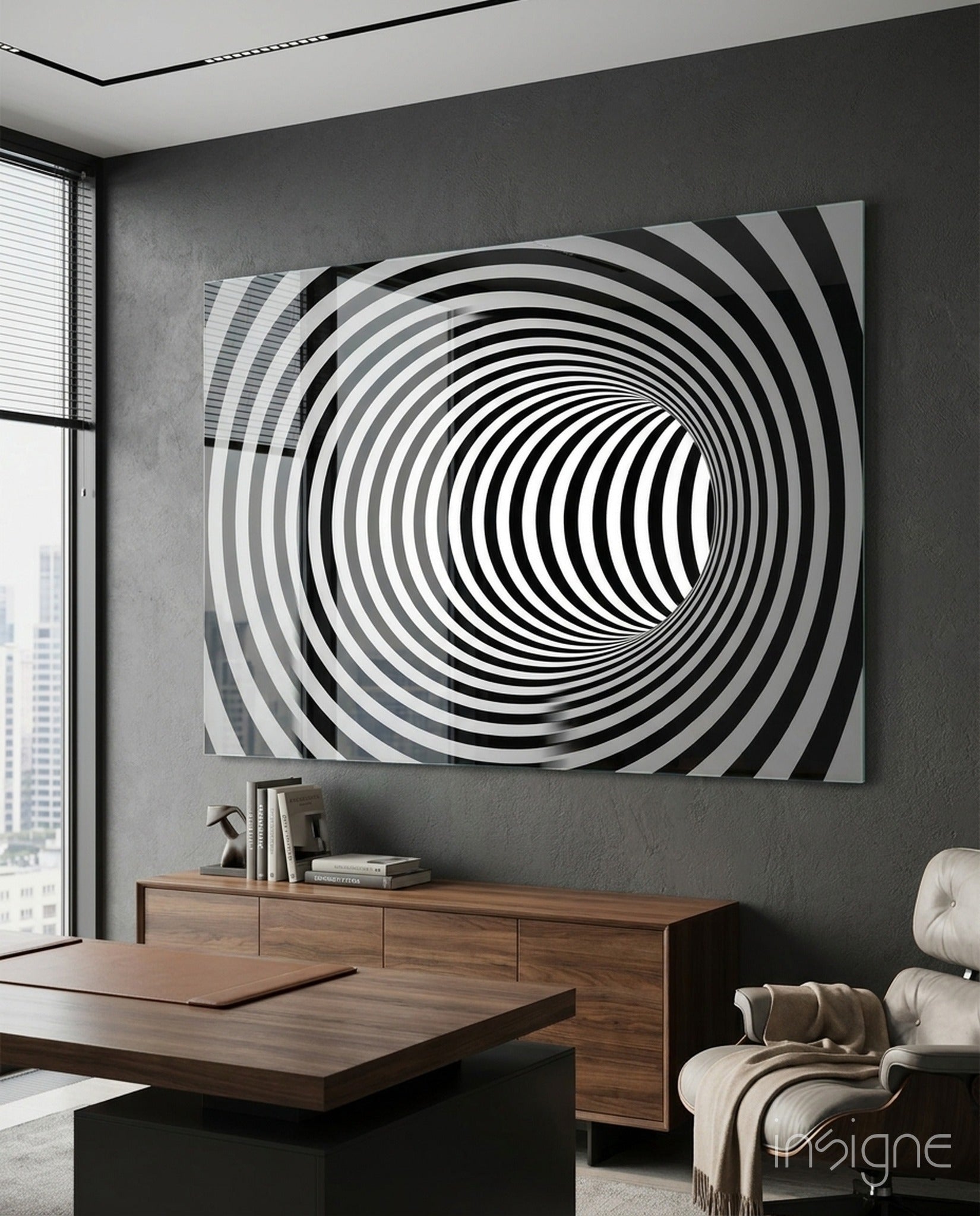 Black White Wormhole Glass Art