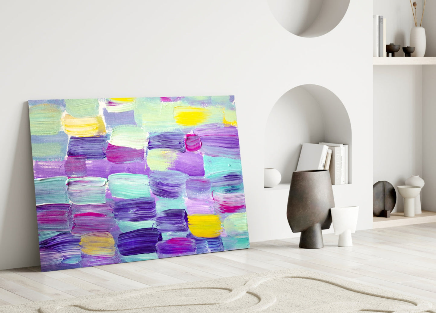 Pastel Brushstroke Abstract Glass Wall Art