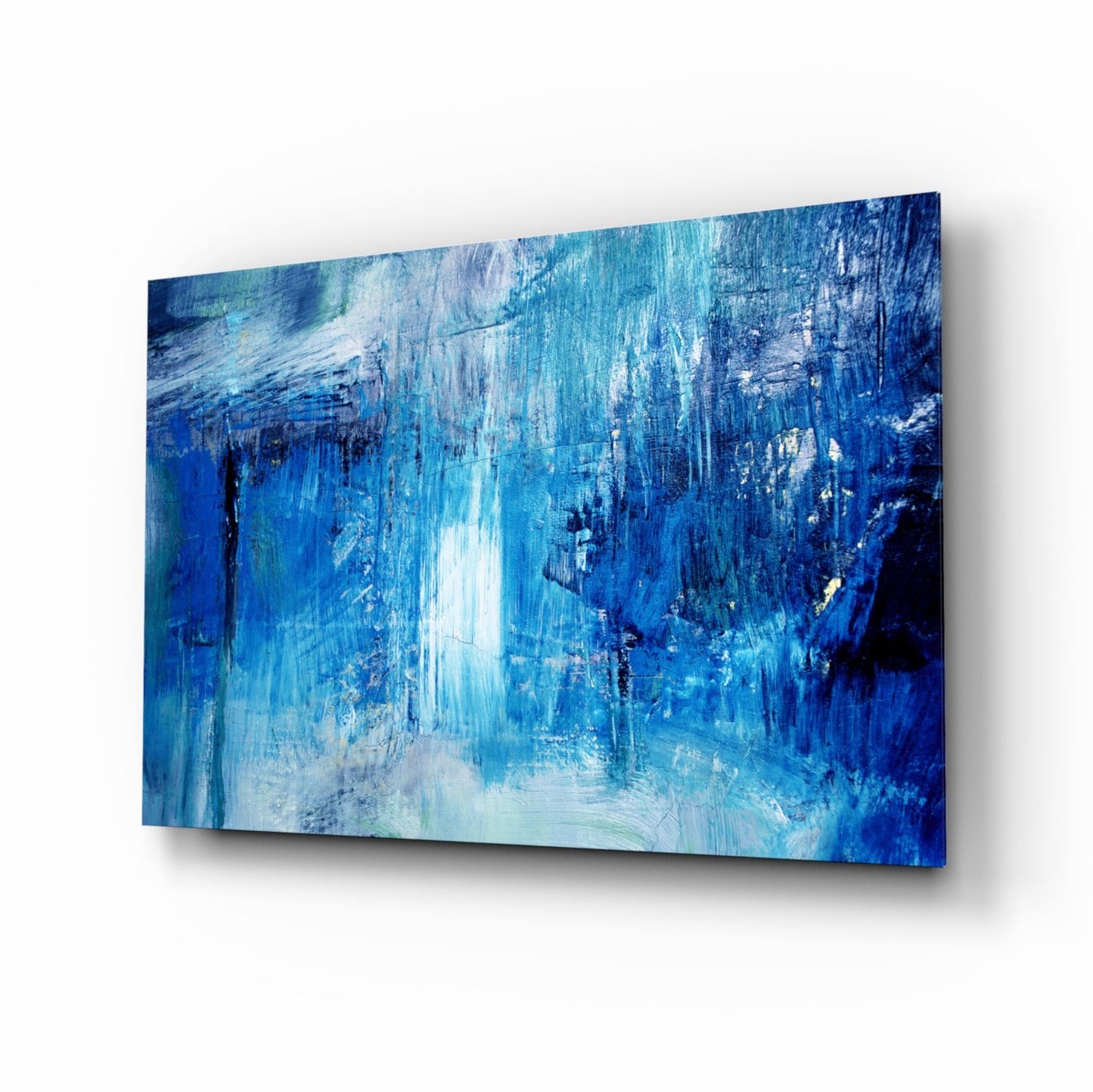 Indigo Wash Abstract Glass Wall Art