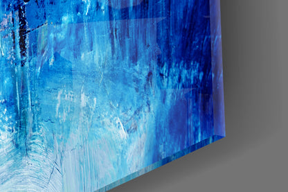 Indigo Wash Abstract Glass Wall Art