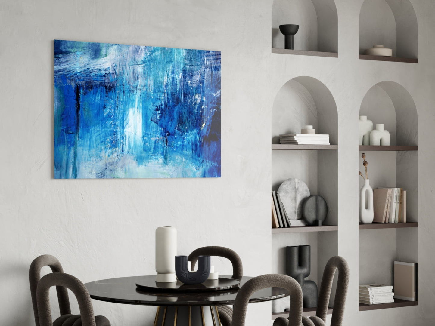 Indigo Wash Abstract Glass Wall Art