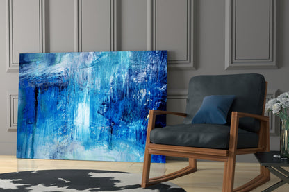 Indigo Wash Abstract Glass Wall Art