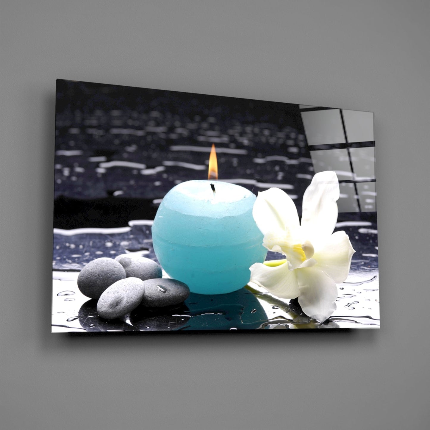 Candle and Orchid Spa Glass Wall Art
