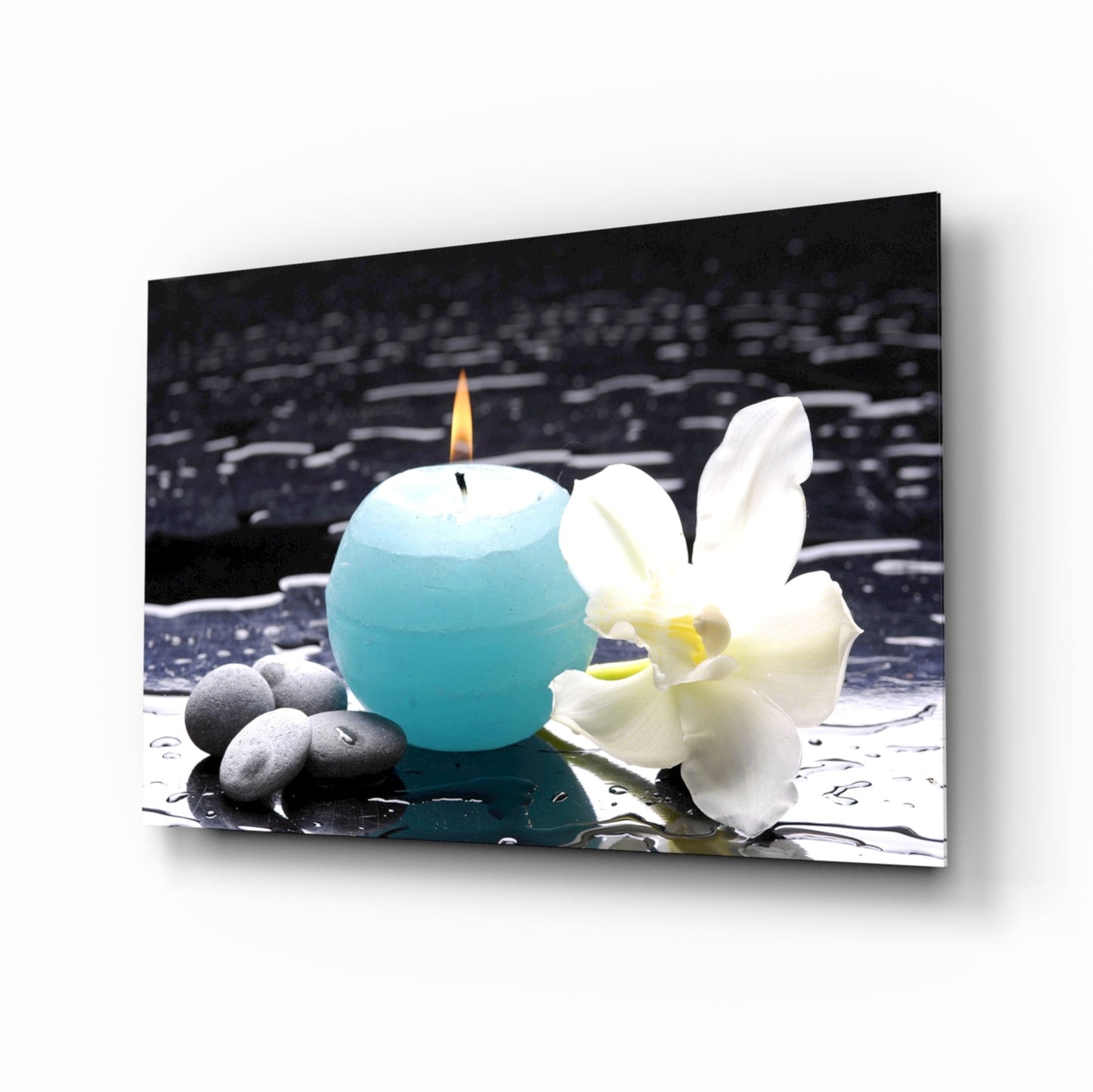 Candle and Orchid Spa Glass Wall Art