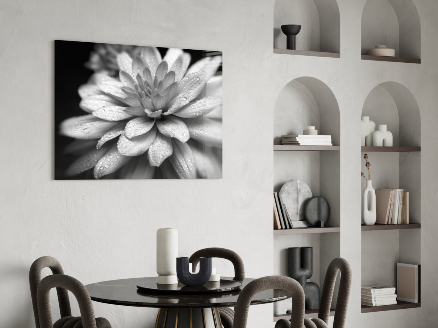 Gray Dahlia Macro Glass Wall Art