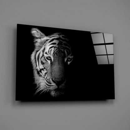 Black And White Tiger Glass Wall Art