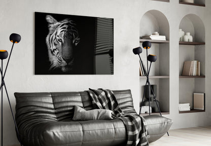 Black And White Tiger Glass Wall Art