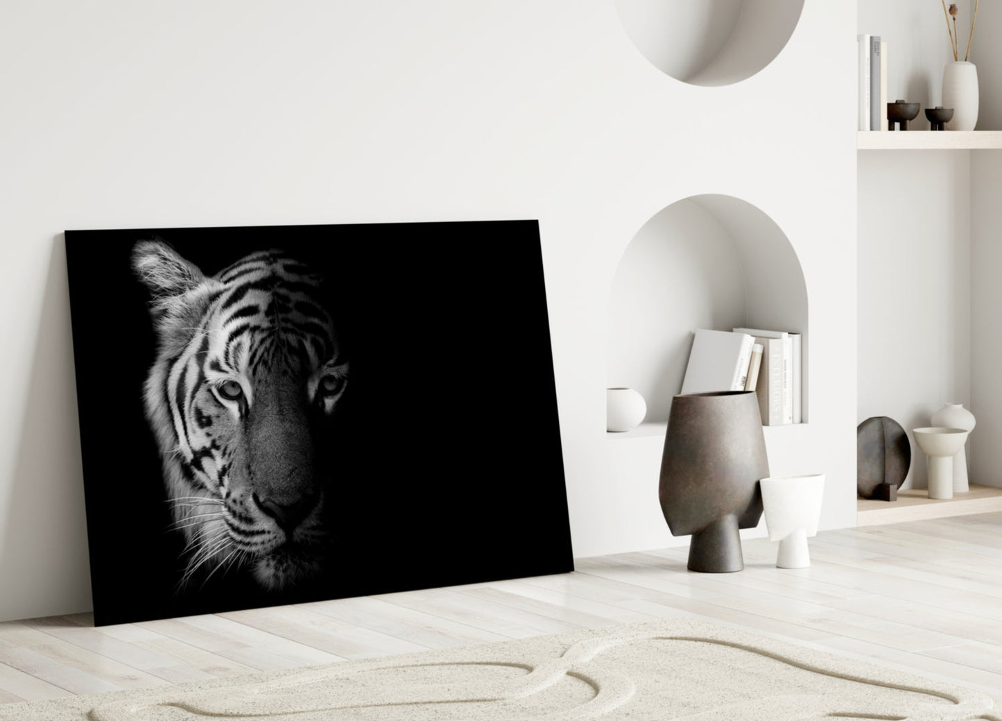 Black And White Tiger Glass Wall Art