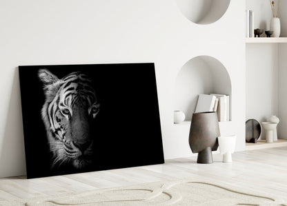 Black And White Tiger Glass Wall Art