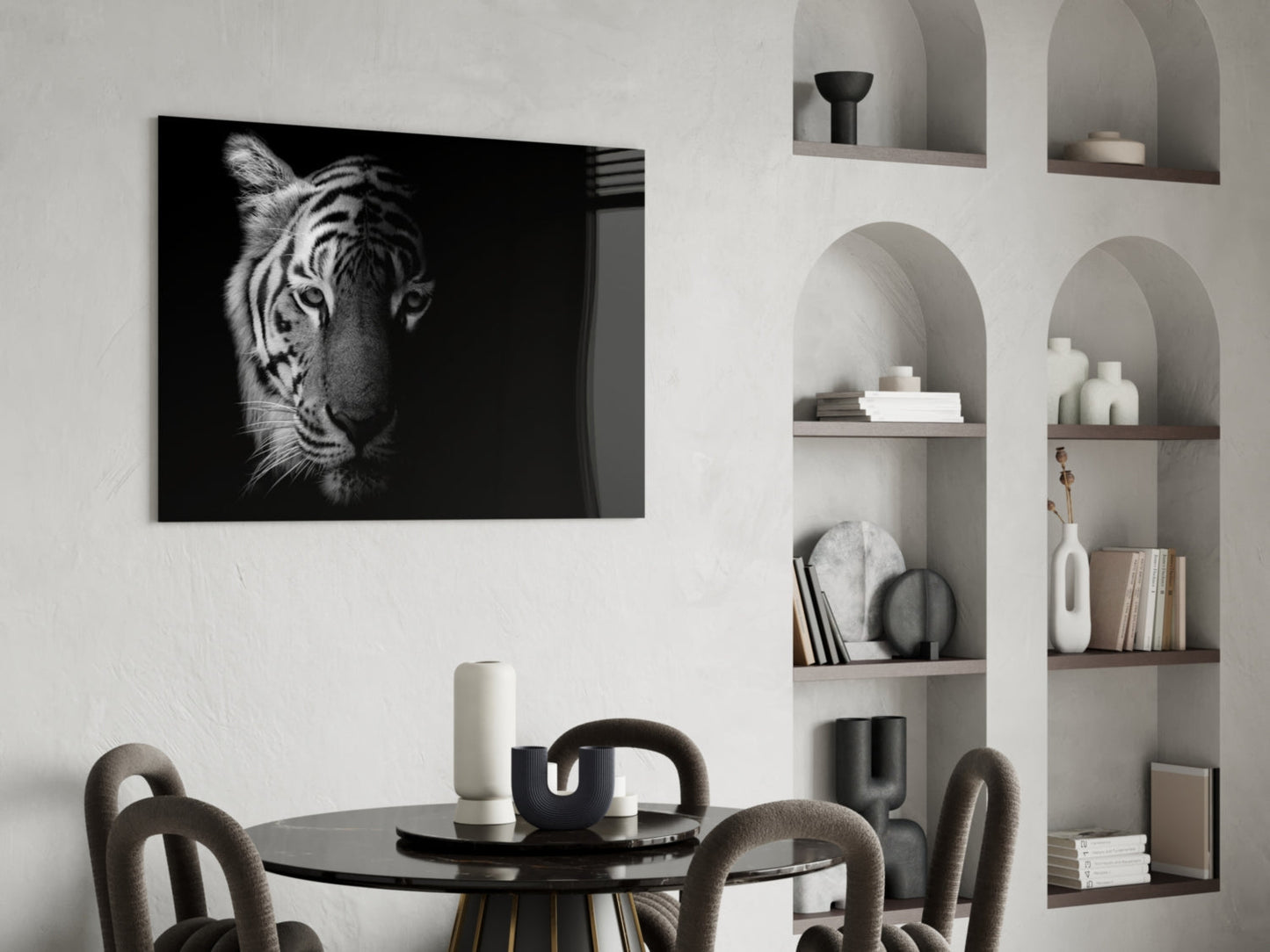 Black And White Tiger Glass Wall Art