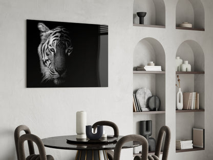 Black And White Tiger Glass Wall Art
