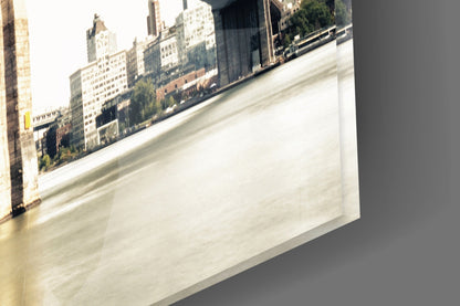 Brooklyn Bridge Vintage Sepia Glass Wall Art