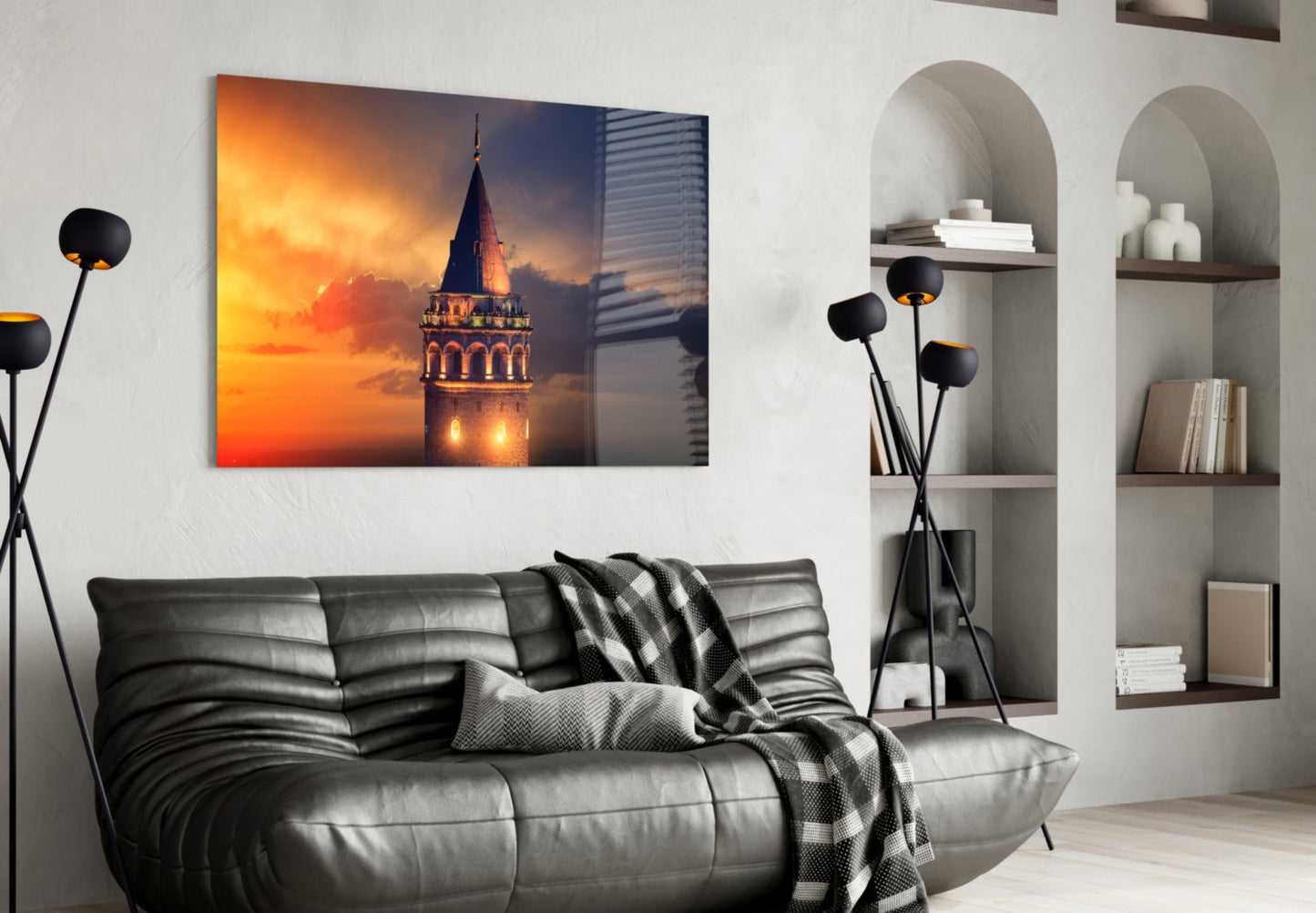 Galata Tower Sunset Glass Wall Art