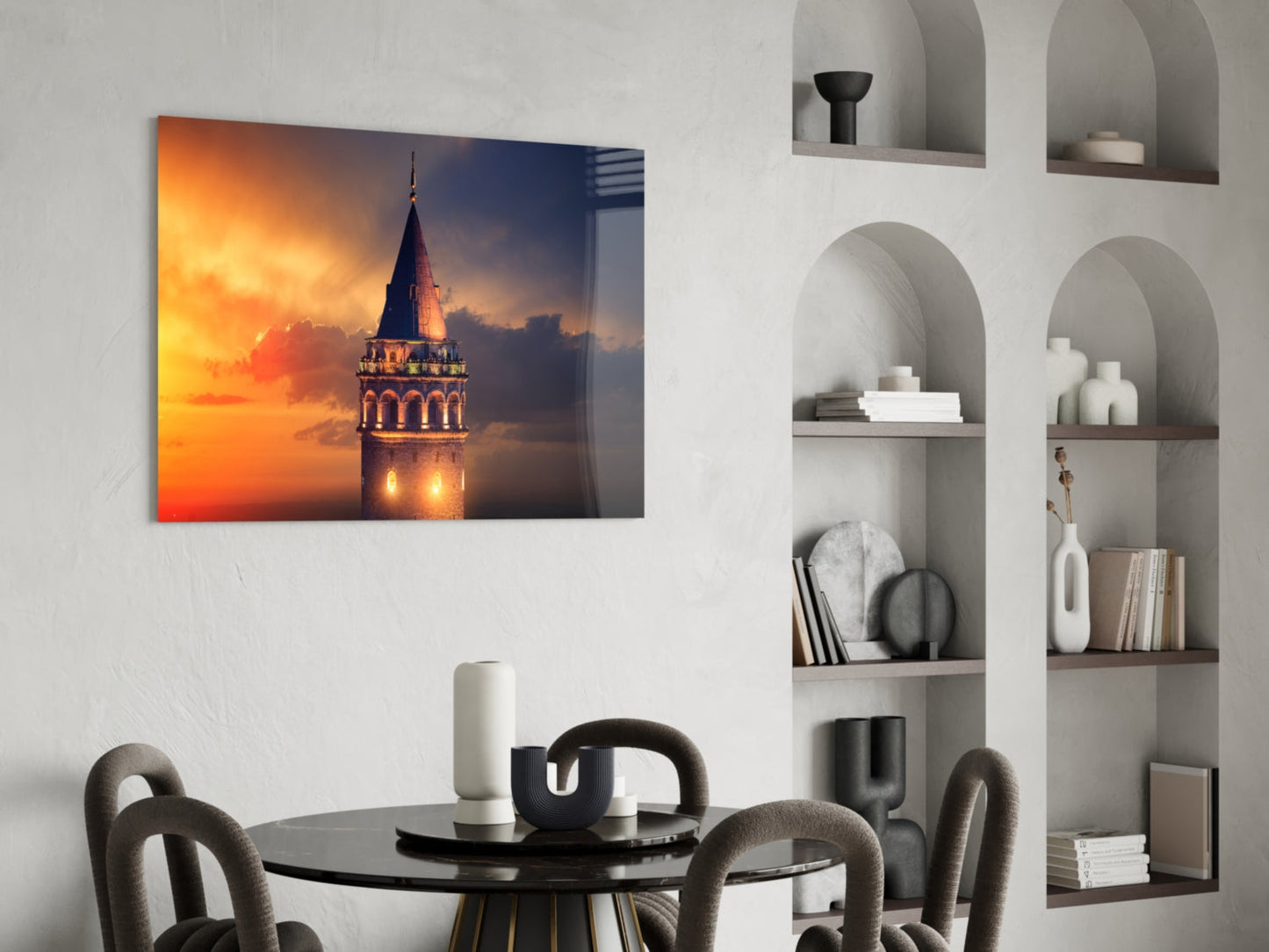 Galata Tower Sunset Glass Wall Art