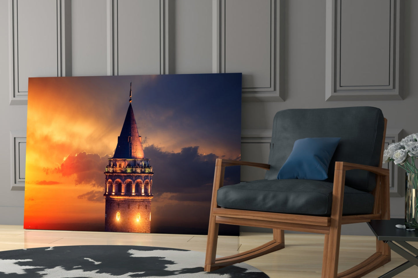Galata Tower Sunset Glass Wall Art