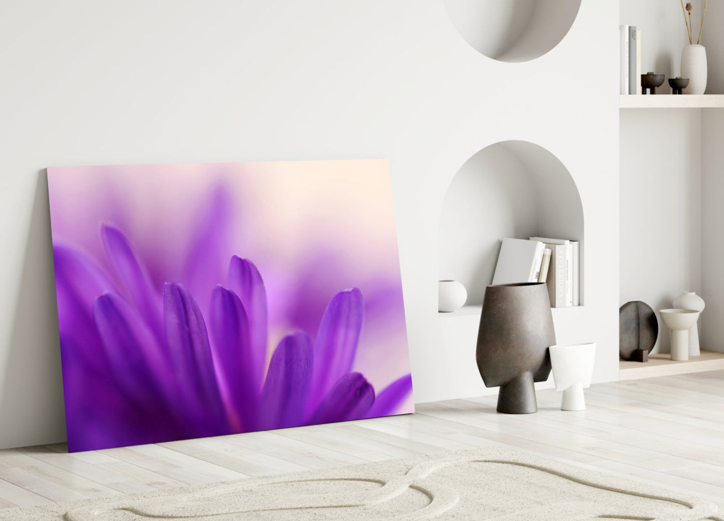 Purple Daisy Petals Glass Wall Art