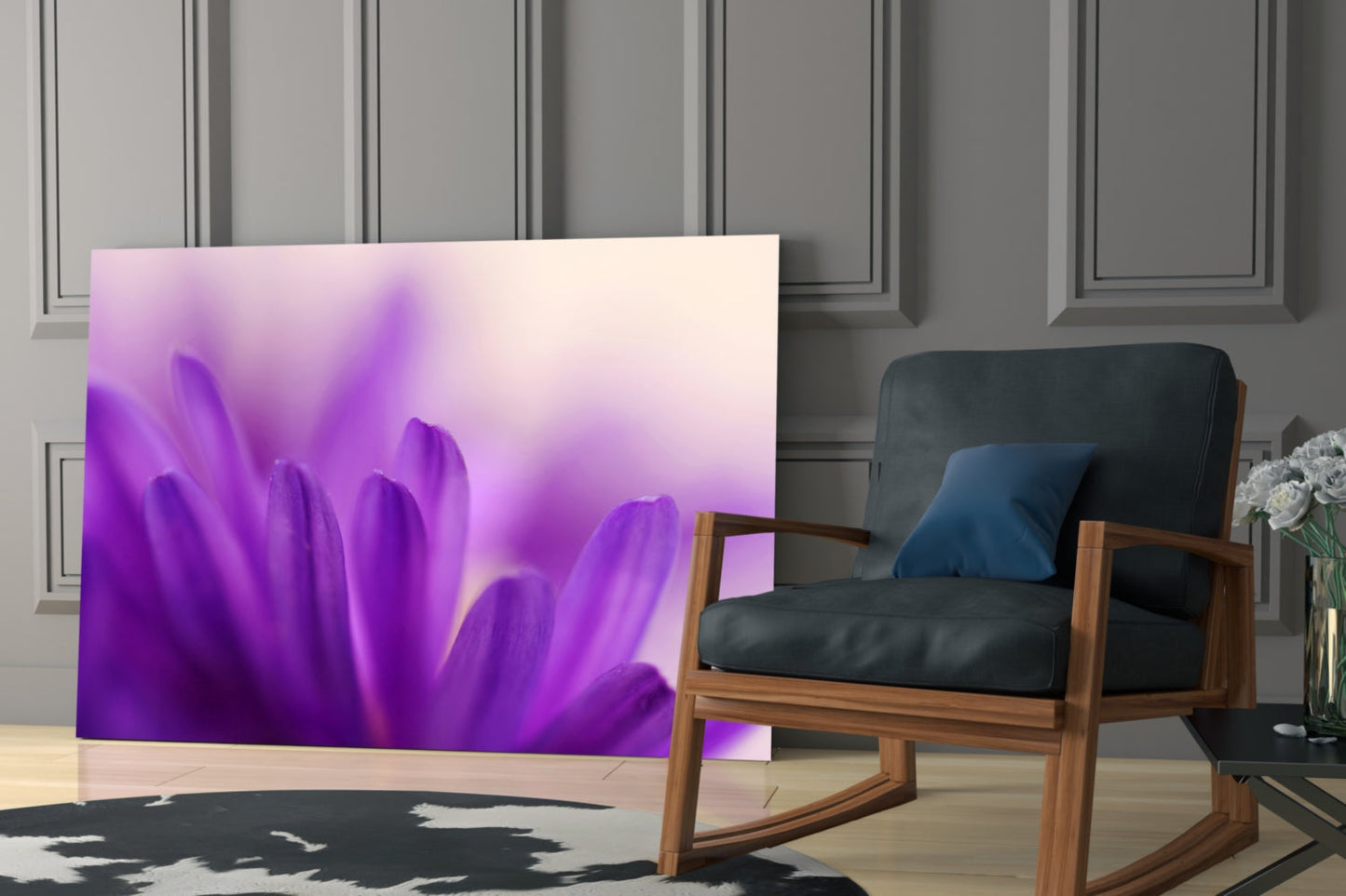Purple Daisy Petals Glass Wall Art
