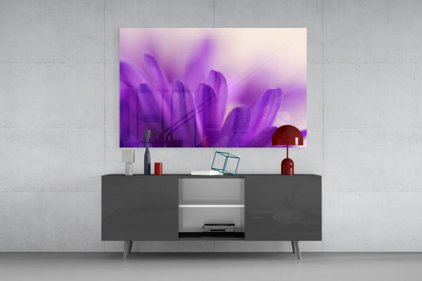 Purple Daisy Petals Glass Wall Art