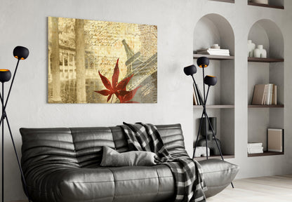 Paris Eiffel Tower Maple Leaf Glass Wall Art