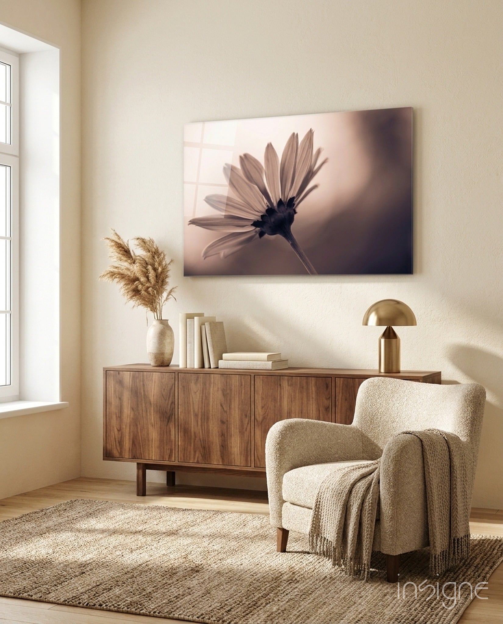 Daisy silhouette glass wall art