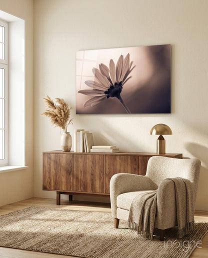 Daisy silhouette glass wall art