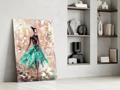 Emerald Gown Dancer Glass Wall Art