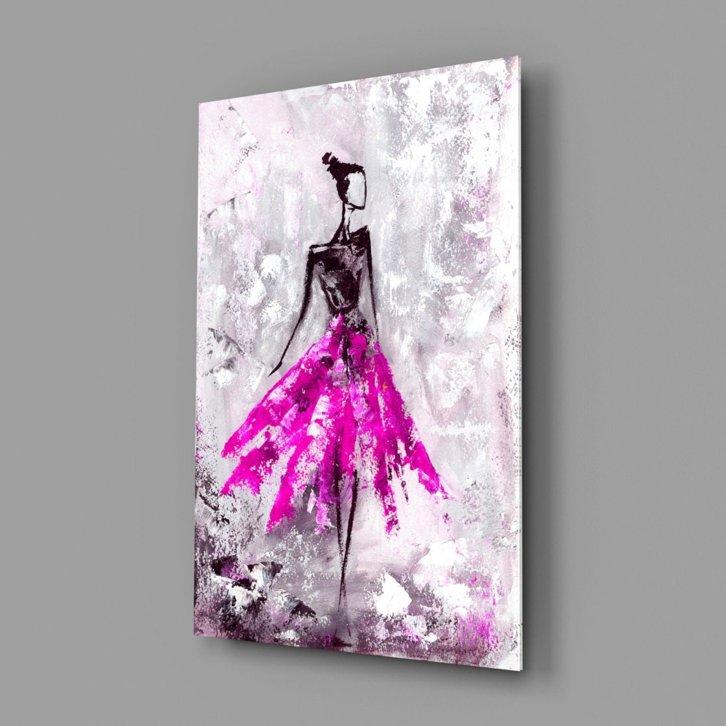 Woman Pink Glass Wall Art
