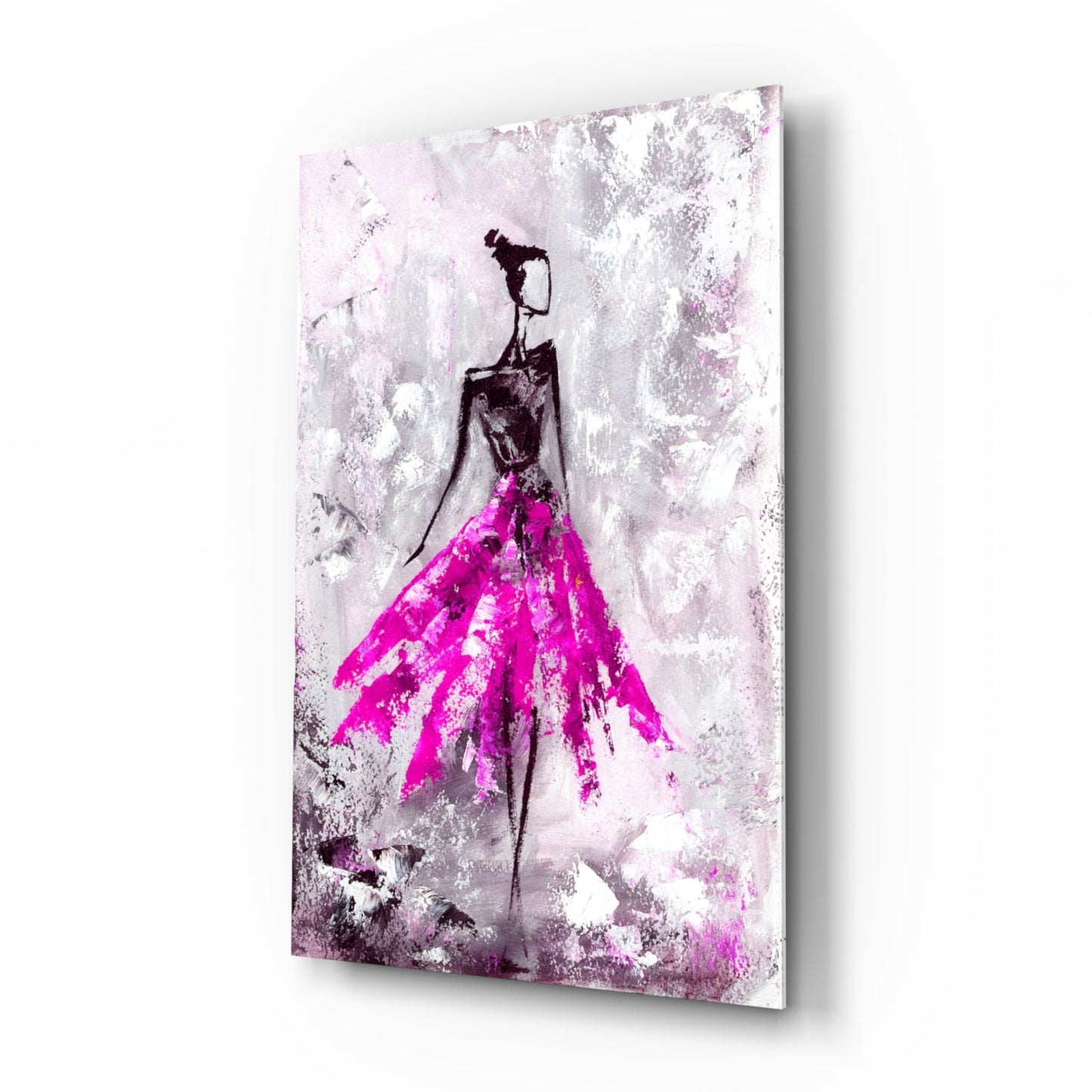 Woman Pink Glass Wall Art
